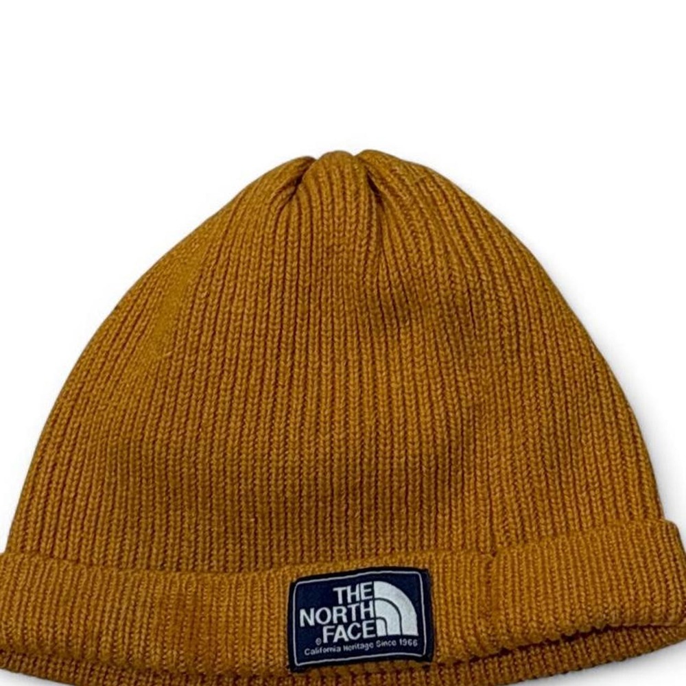The North Face Logo Box Cuffed Beanie Mustard Yellow Gold Unisex Hat NF0A2SWX